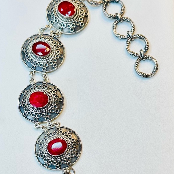 Stauer Sterling Silver Ruby Link Bracelet - Picture 2 of 7